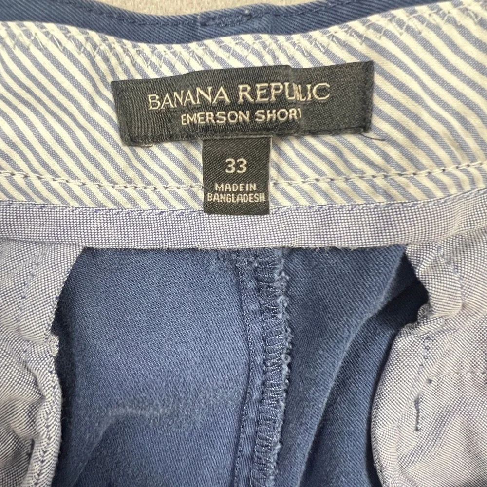 Banana Republic Emerson Shorts Mens 33 Blue Chino Cotton Casual Prep Summer